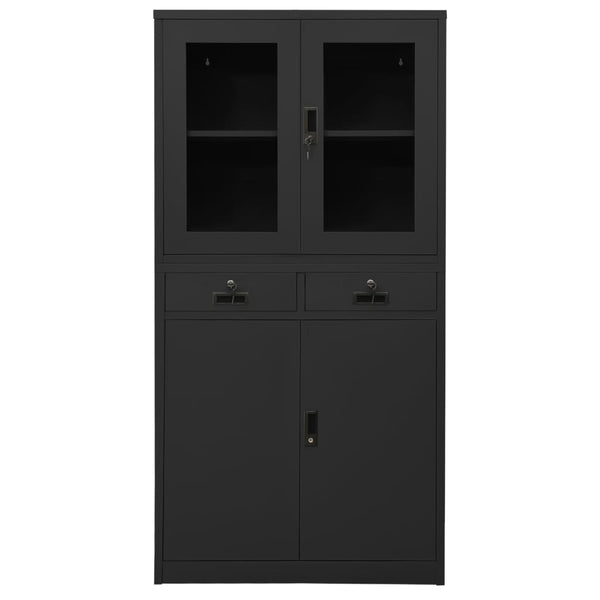Büroschrank Anthrazit Stahl/Glas 90x180cm