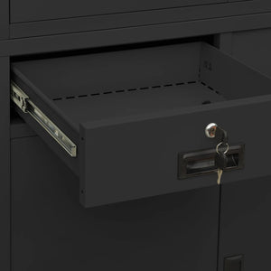Büroschrank Anthrazit Stahl/Glas 90x180cm