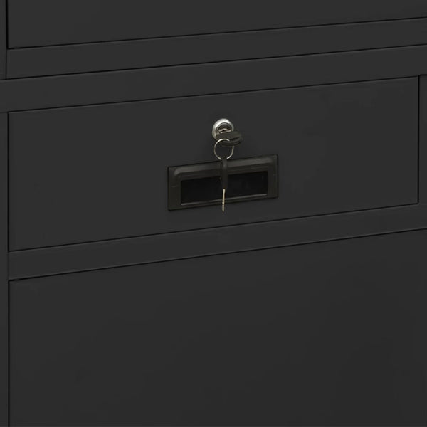 Büroschrank Anthrazit Stahl/Glas 90x180cm