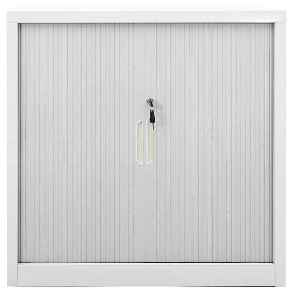 Grauer Stahlschrank mit Schiebetüren 90x40x90 cm