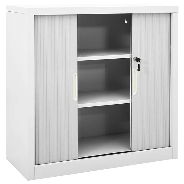 Grauer Stahlschrank mit Schiebetüren 90x40x90 cm