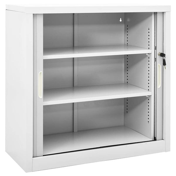 Grauer Stahlschrank mit Schiebetüren 90x40x90 cm