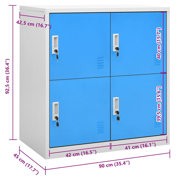vidaXL Armoire de rangement gris clair et bleu 90x45x92,5 cm Acier