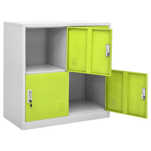 Stahlschrank Hellgrau/Grün, 90 cm