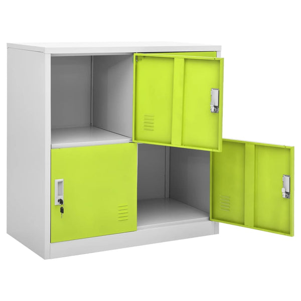 Stahlschrank Hellgrau/Grün, 90 cm