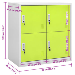 Stahlschrank Hellgrau/Grün, 90 cm