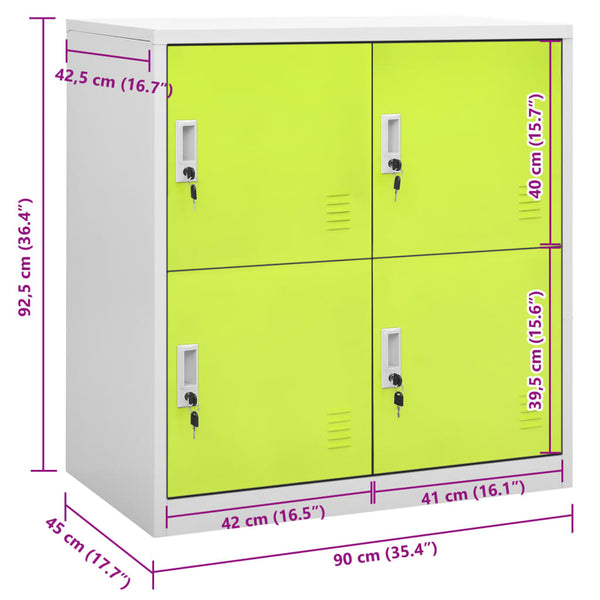 Stahlschrank Hellgrau/Grün, 90 cm