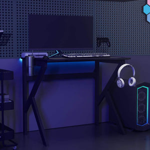 Gaming Schreibtisch Schwarz K-Gestell 90x60 cm