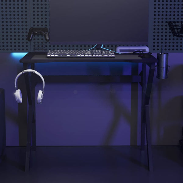 Gaming Schreibtisch Schwarz K-Gestell 90x60 cm