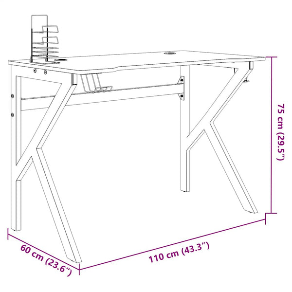 Gaming Schreibtisch Schwarz Rot 110cm