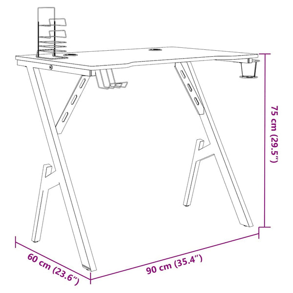 Gaming Schreibtisch Schwarz Y-Form 90x60 cm