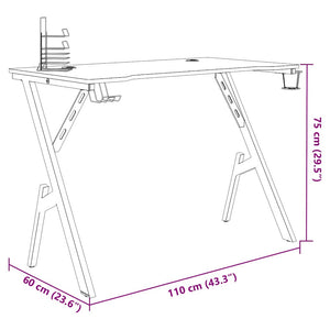 Gaming Schreibtisch Schwarz Rot 110 cm