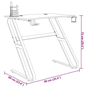 Gaming Schreibtisch Schwarz/Rot 90x60 cm