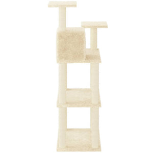 Kratzbaum mit Sisal-Kratzsäulen Creme 118,5 cm