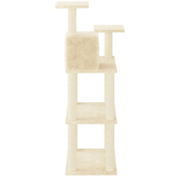 Kratzbaum mit Sisal-Kratzsäulen Creme 118,5 cm