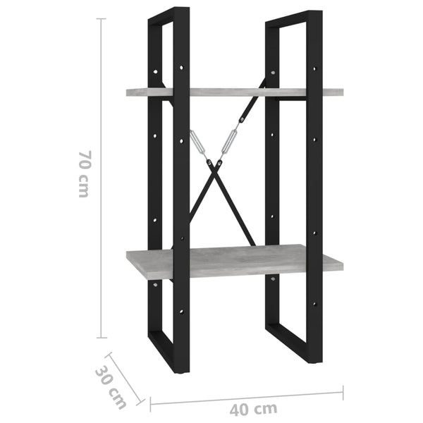vidaXL Bookcase with 2 Compartments Concrete Grey 40x30x70 cm Engineered Wood
