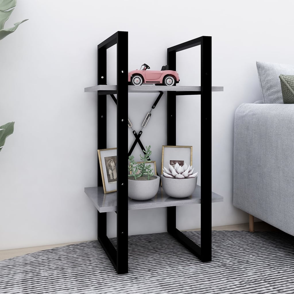 vidaXL Bookcase with 2 Compartments Concrete Grey 40x30x70 cm Engineered Wood