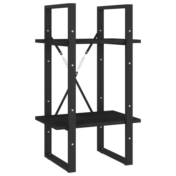 vidaXL Étagère à Livres 2 Niveaux Noir 40x30x70 cm Bois de Pin Massif