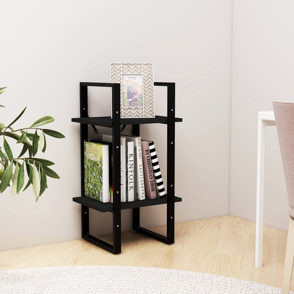 vidaXL Étagère à Livres 2 Niveaux Noir 40x30x70 cm Bois de Pin Massif