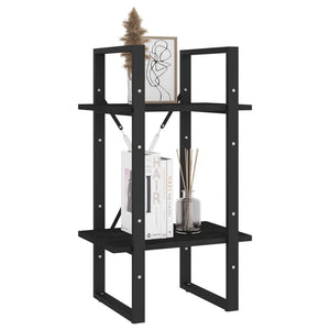 vidaXL Étagère à Livres 2 Niveaux Noir 40x30x70 cm Bois de Pin Massif