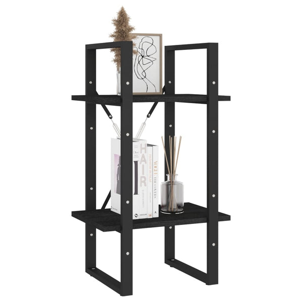 vidaXL Étagère à Livres 2 Niveaux Noir 40x30x70 cm Bois de Pin Massif
