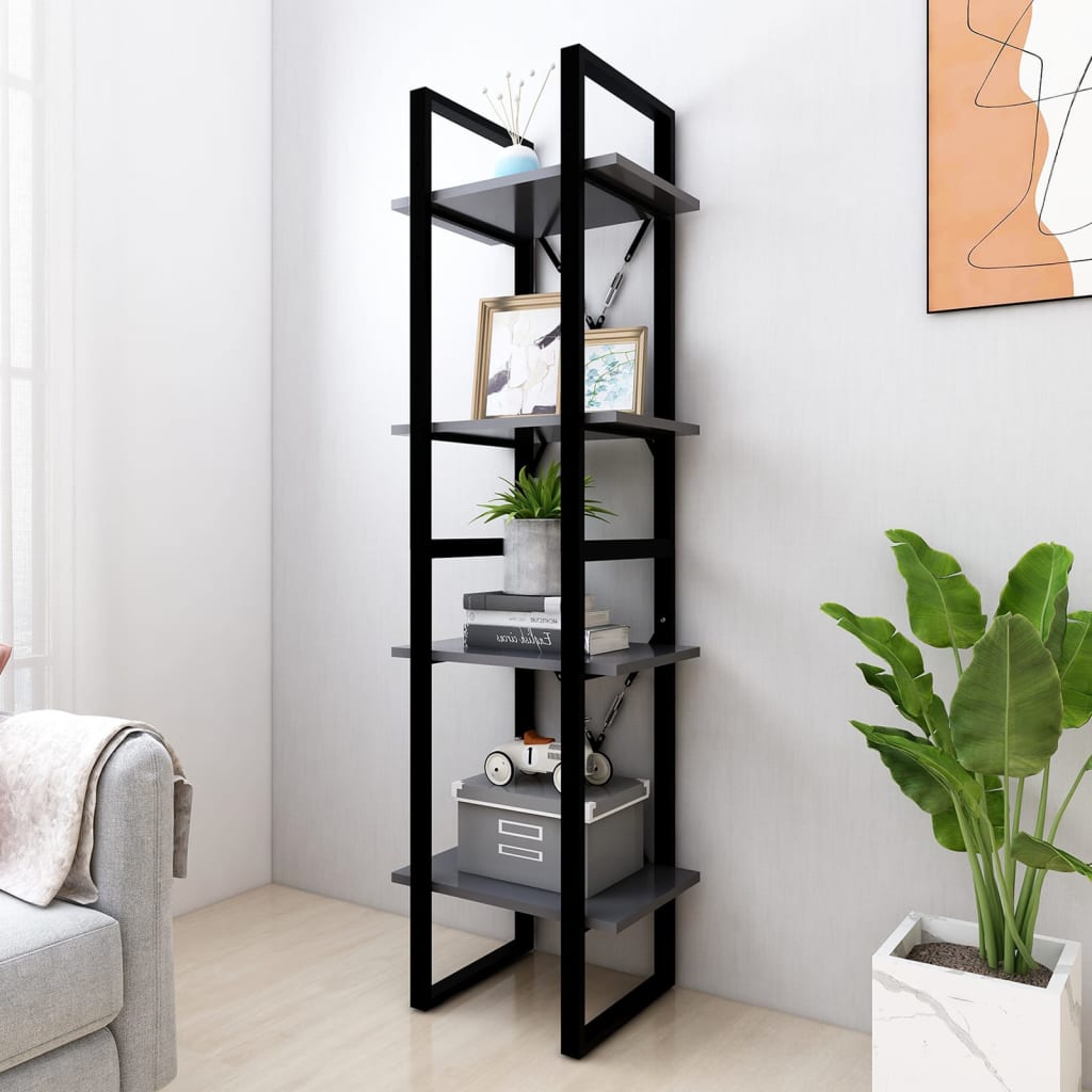 Graues Bücherregal mit 4 Fächern