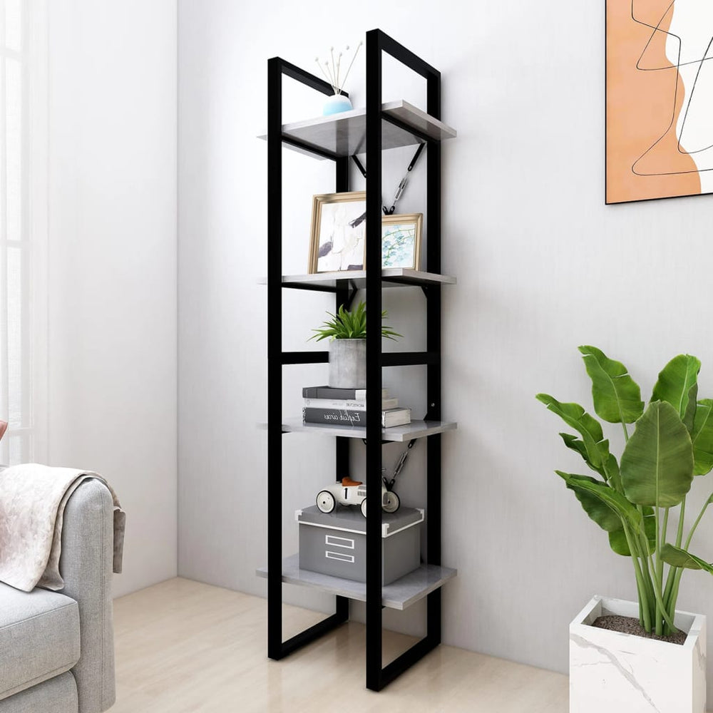 Betongraues Bücherregal mit 4 Fächern