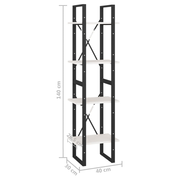 Weißes Bücherregal Kiefer Massivholz 40x140cm