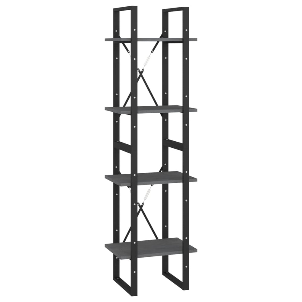 Graues Bücherregal Kiefer Massivholz 40x140 cm
