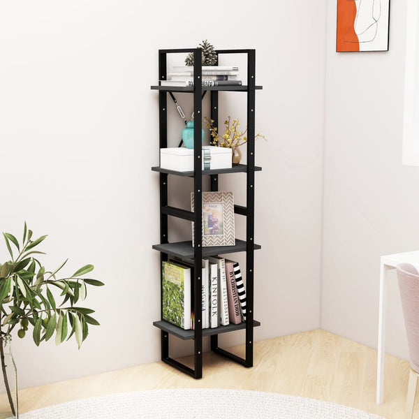 Graues Bücherregal Kiefer Massivholz 40x140 cm