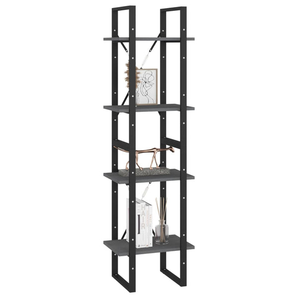Graues Bücherregal Kiefer Massivholz 40x140 cm