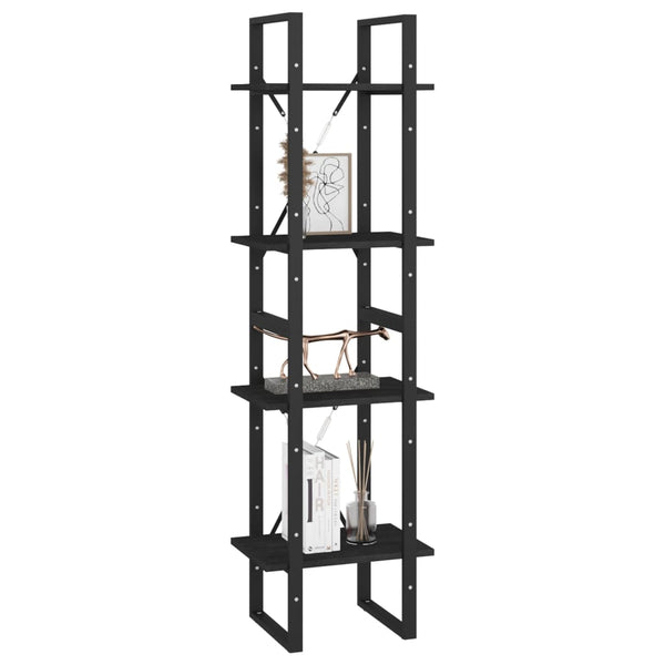Schwarzes Bücherregal Kiefer Massivholz 40x30x140cm