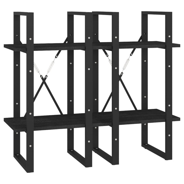 Schwarzes Bücherregal Kiefer Massivholz 40x30x140cm