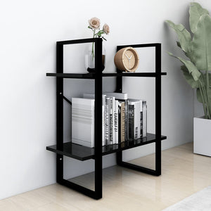 Schwarzes Bücherregal mit 2 Fächern