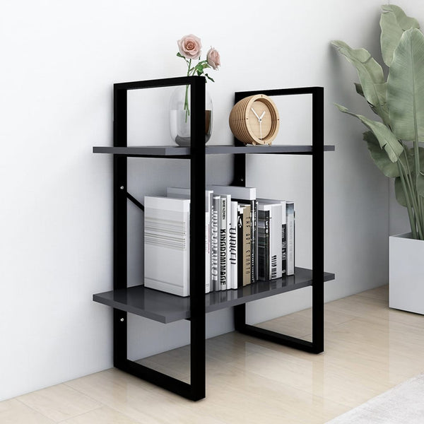 Graues Bücherregal mit 2 Fächern