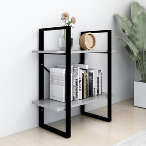 Betongraues Bücherregal mit 2 Fächern