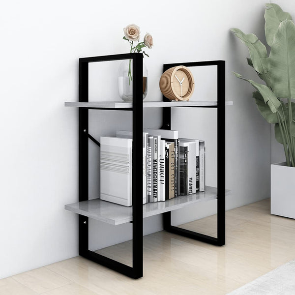 Betongraues Bücherregal mit 2 Fächern