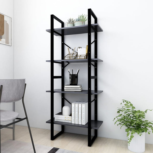 Graues Bücherregal mit 4 Fächern
