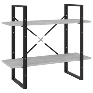 Betongraues Bücherregal mit 2 Fächern