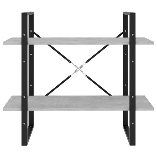 Betongraues Bücherregal mit 2 Fächern
