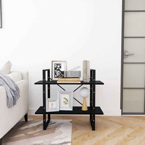Schwarzes Bücherregal mit 2 Böden