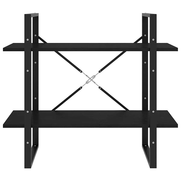 Schwarzes Bücherregal mit 2 Böden