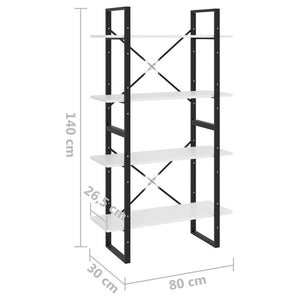 vidaXL Bibliothèque 4 étagères Blanc 80x30x140 cm Bois d'ingénierie
