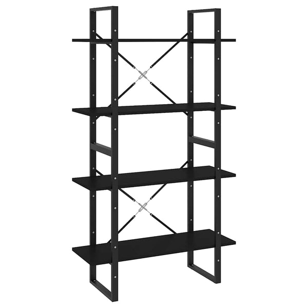 Schwarzes Bücherregal mit 4 Fächern