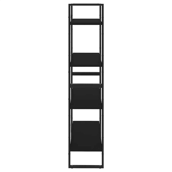 Schwarzes Bücherregal mit 4 Fächern
