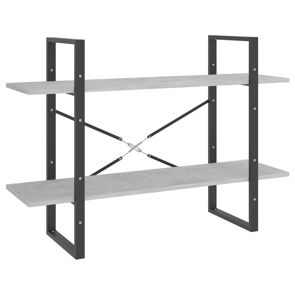 Betongraues Bücherregal mit 2 Fächern