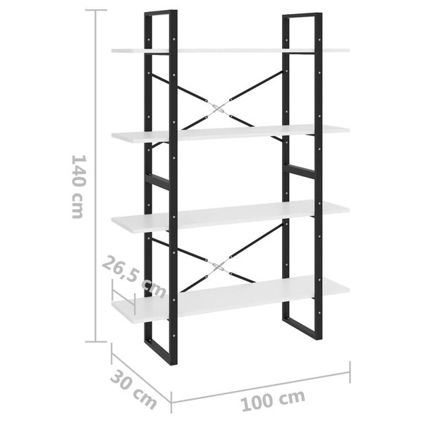 Weißes Bücherregal mit 4 Fächern