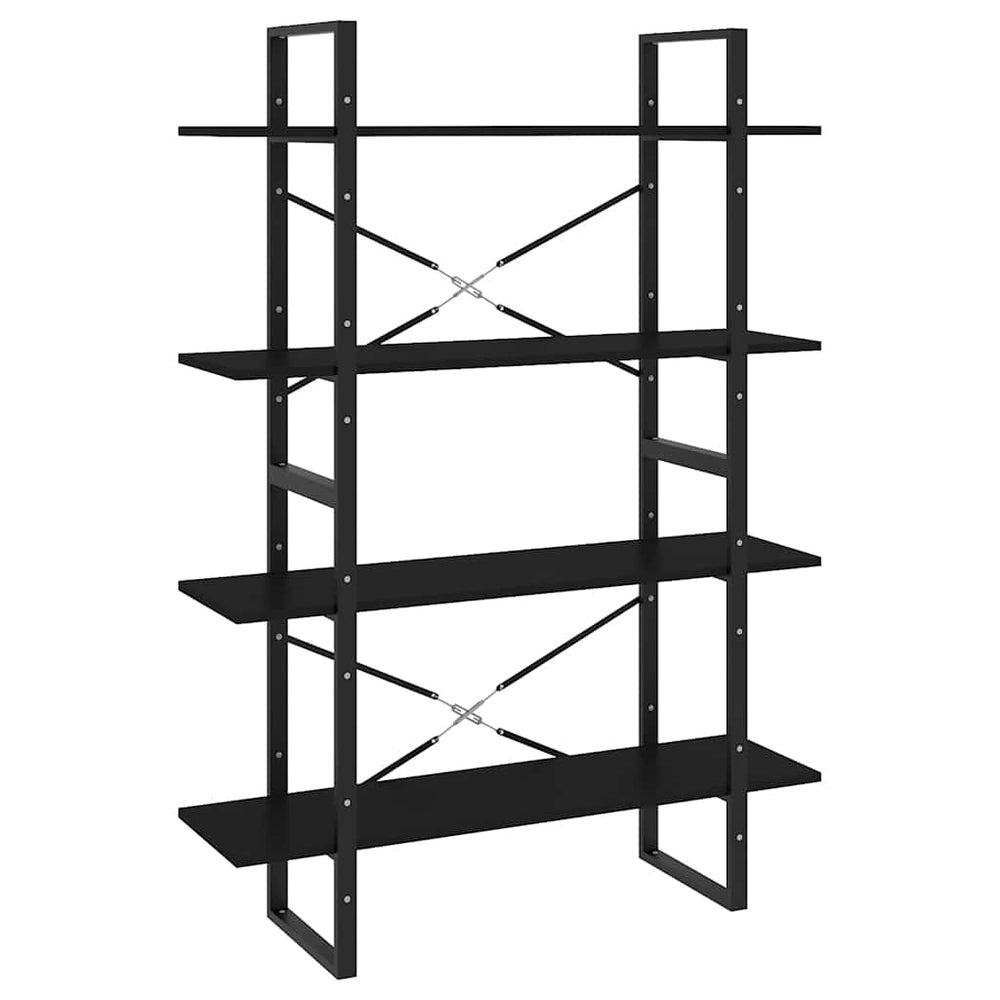 Schwarzes Bücherregal mit 4 Fächern