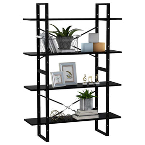 Schwarzes Bücherregal mit 4 Fächern