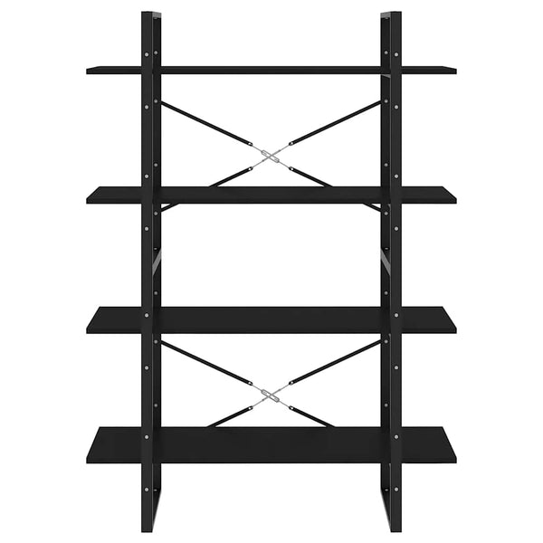 Schwarzes Bücherregal mit 4 Fächern